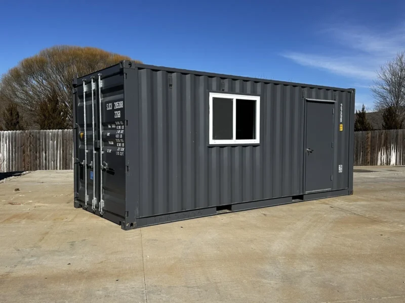 20Ft Slate Gray Shiplap Shipping Container Office Minisplit - Image 4