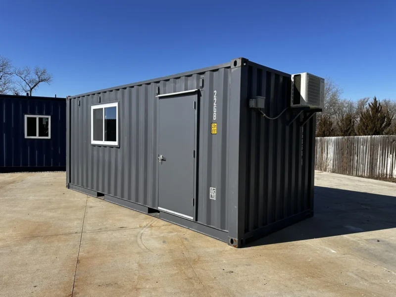 20Ft Slate Gray Shiplap Shipping Container Office Minisplit