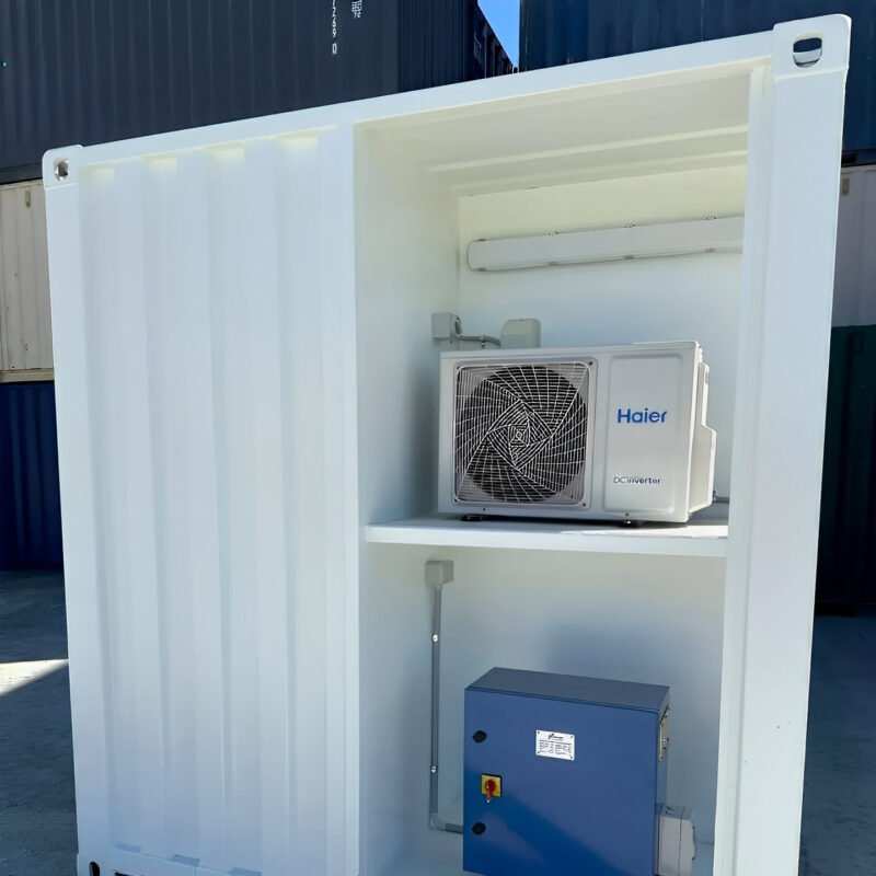 White Modified 10ft Shipping Container with AC - Image 3